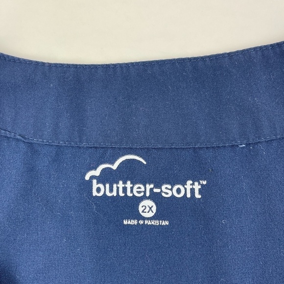 Butter Soft Button Up Shirt Womens 2X Blue Long Sleeve - Picture 2 of 10